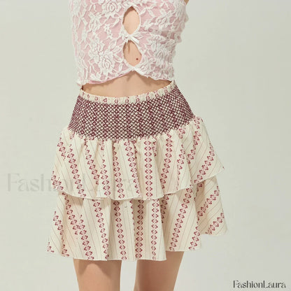 Vintage Shirred Floral Cake Skirt