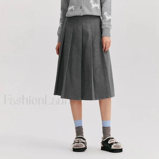 Woolen A-line Versatile Skirt