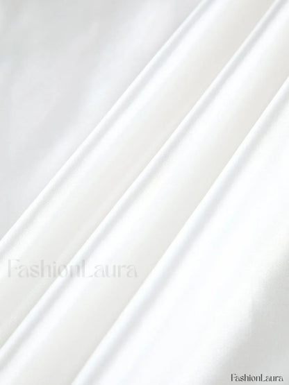Zippered Satin Graceful A-Line Midi Skirt