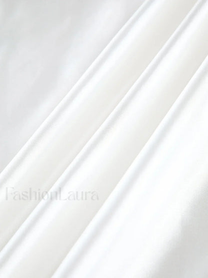 Zippered Satin Graceful A-Line Midi Skirt